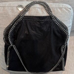 Stella McCartney Falabella Black Shoulder Bag with Silver Chain